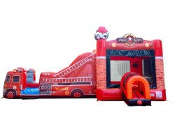 Fire Truck Bounce House w/ Slide - Wet or Dry